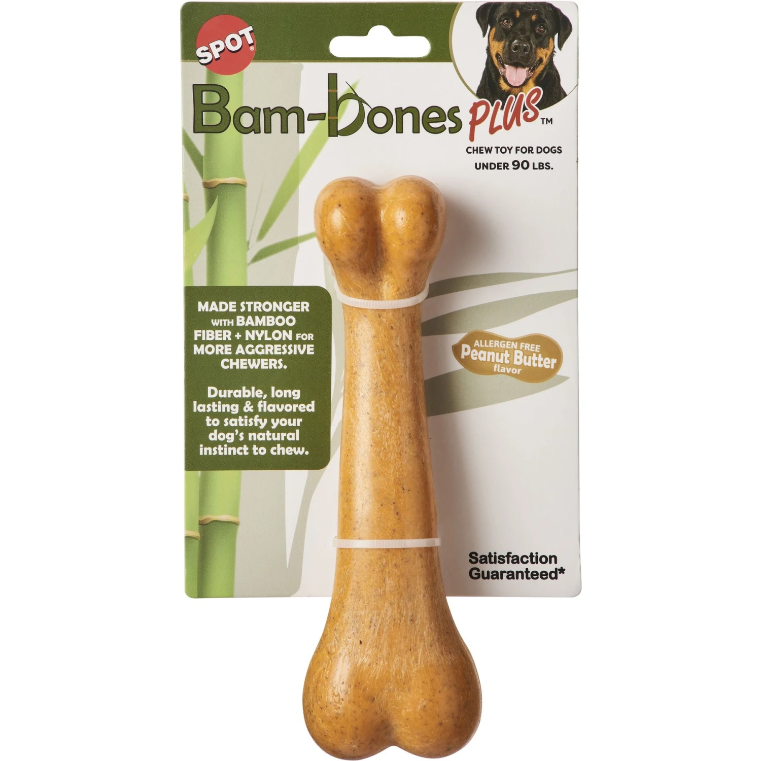 Ethical Pet Bambone+ Dino Bone Peanut Butter Flavored Dog Chew Toy, Tan 3 Ethical Pet Bambone+ Dino Bone Peanut Butter Flavored Dog Chew Toy, Tan