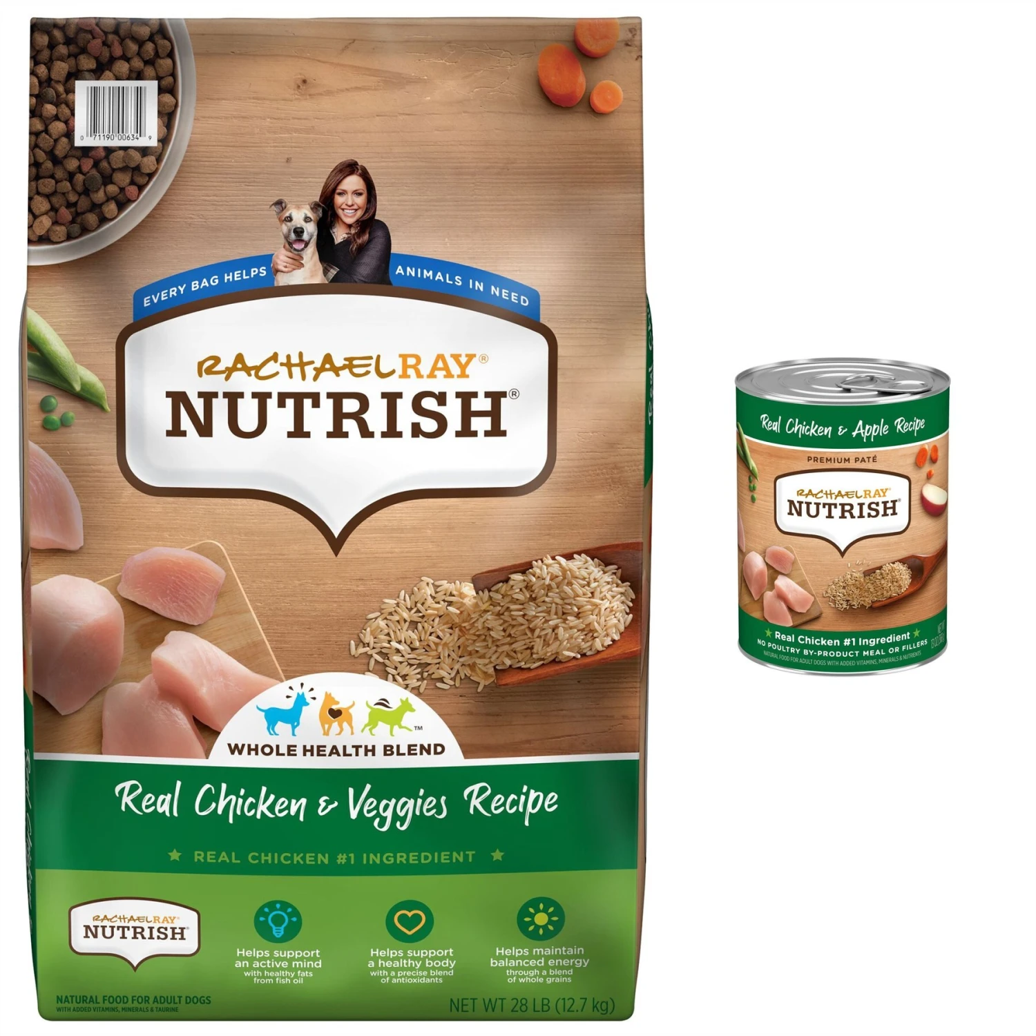 Rachael Ray Nutrish Real Chicken & Veggies Recipe Dry Dog Food & Rachael Ray Nutrish Real Chicken & Apple Canned Dog Food, 13-oz, Case Of 12 3 Rachael Ray Nutrish Real Chicken & Veggies Recipe Dry Dog Food & Rachael Ray Nutrish Real Chicken & Apple Canned Dog Food, 13-oz, Case Of 12