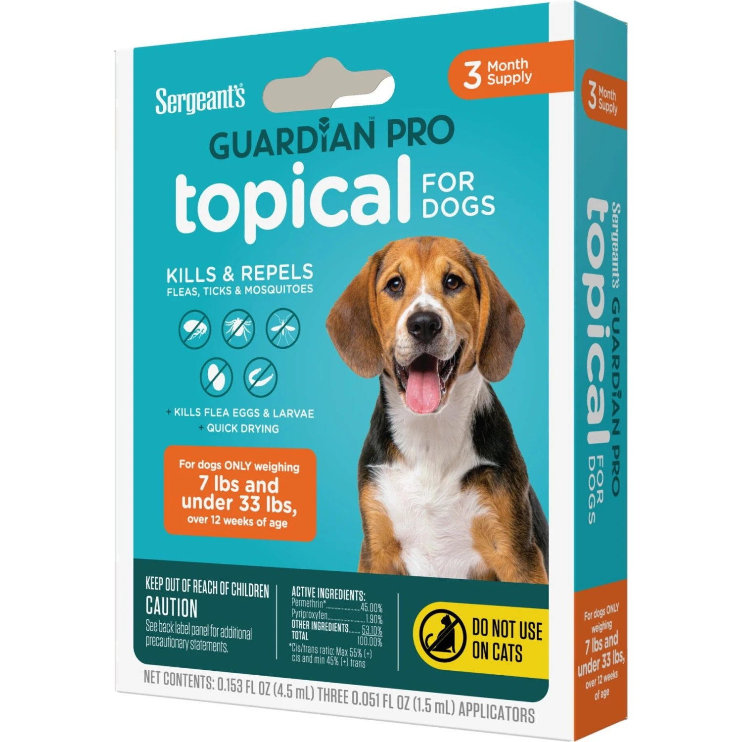 Sergeant's Guardian Pro Dog Flea & Tick Topical Treatment, Under 33-lb, 3 Count 4 Sergeant's Guardian Pro Dog Flea & Tick Topical Treatment, Under 33-lb, 3 Count - Image 2