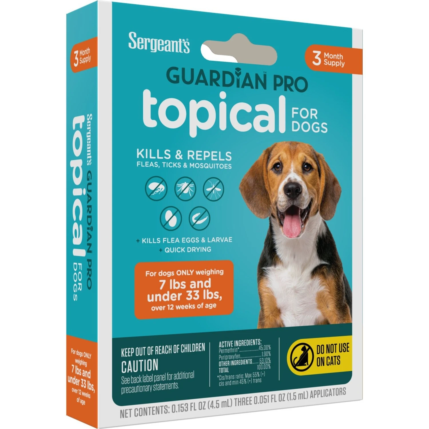 Sergeant's Guardian Pro Dog Flea & Tick Topical Treatment, Under 33-lb, 3 Count 5 Sergeant's Guardian Pro Dog Flea & Tick Topical Treatment, Under 33-lb, 3 Count - Image 3