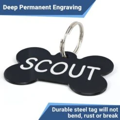 GoTags Black Steel Round Personalized Dog & Cat ID Tag -Blue Buffalo Shop 790654 PT4. AC SS1800 V1687459934
