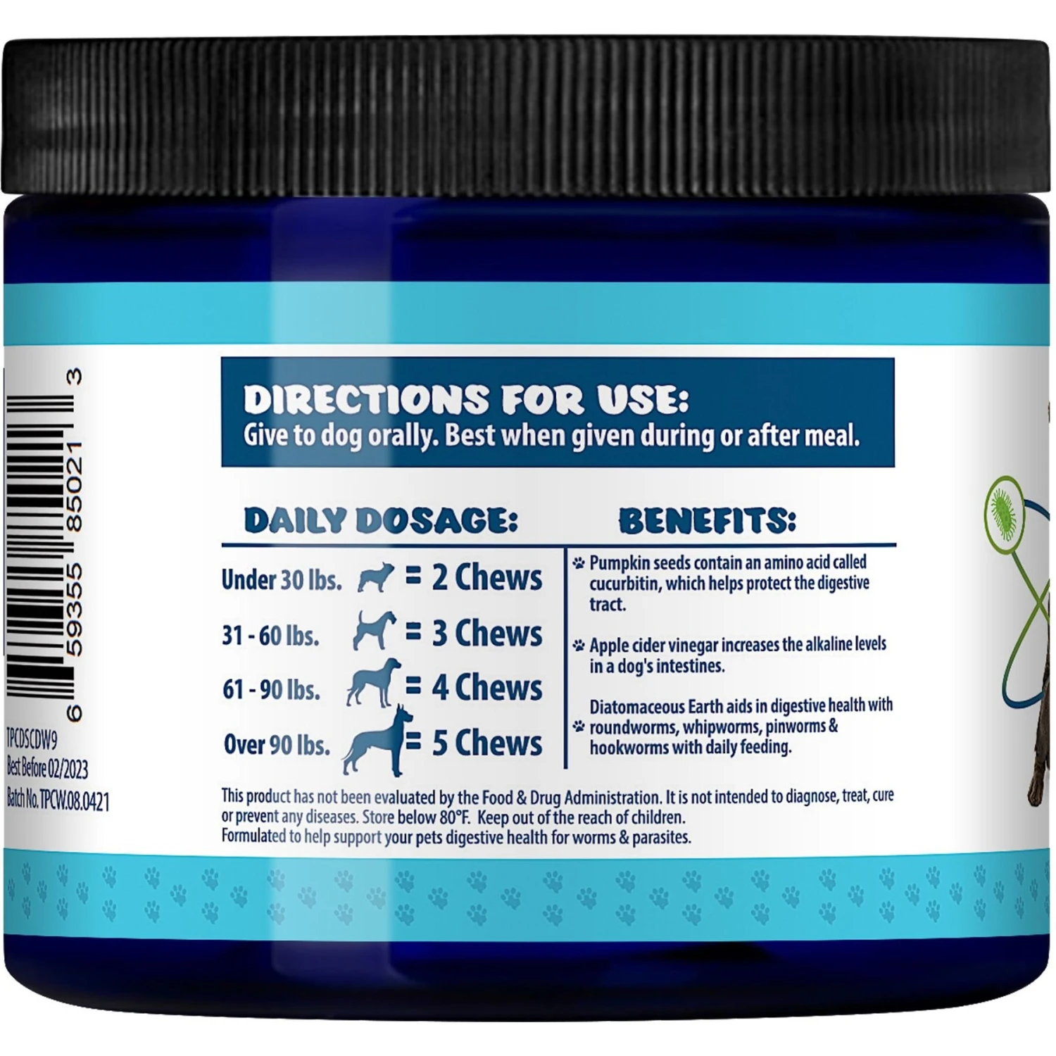 Texas Pet Company Worm Defender Soft Chews Supplement, 120 Count 4 Texas Pet Company Worm Defender Soft Chews Supplement, 120 Count - Image 2