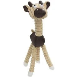 Pet Life Jute & Rope Giraffe Cow Dog Toy, Brown