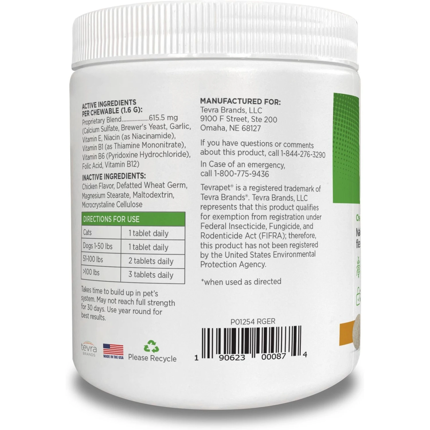 TevraPet Naturals Oral Flea & Tick Chew Supplement For Dogs & Cats, 120 Count 4 TevraPet Naturals Oral Flea & Tick Chew Supplement For Dogs & Cats, 120 Count - Image 2