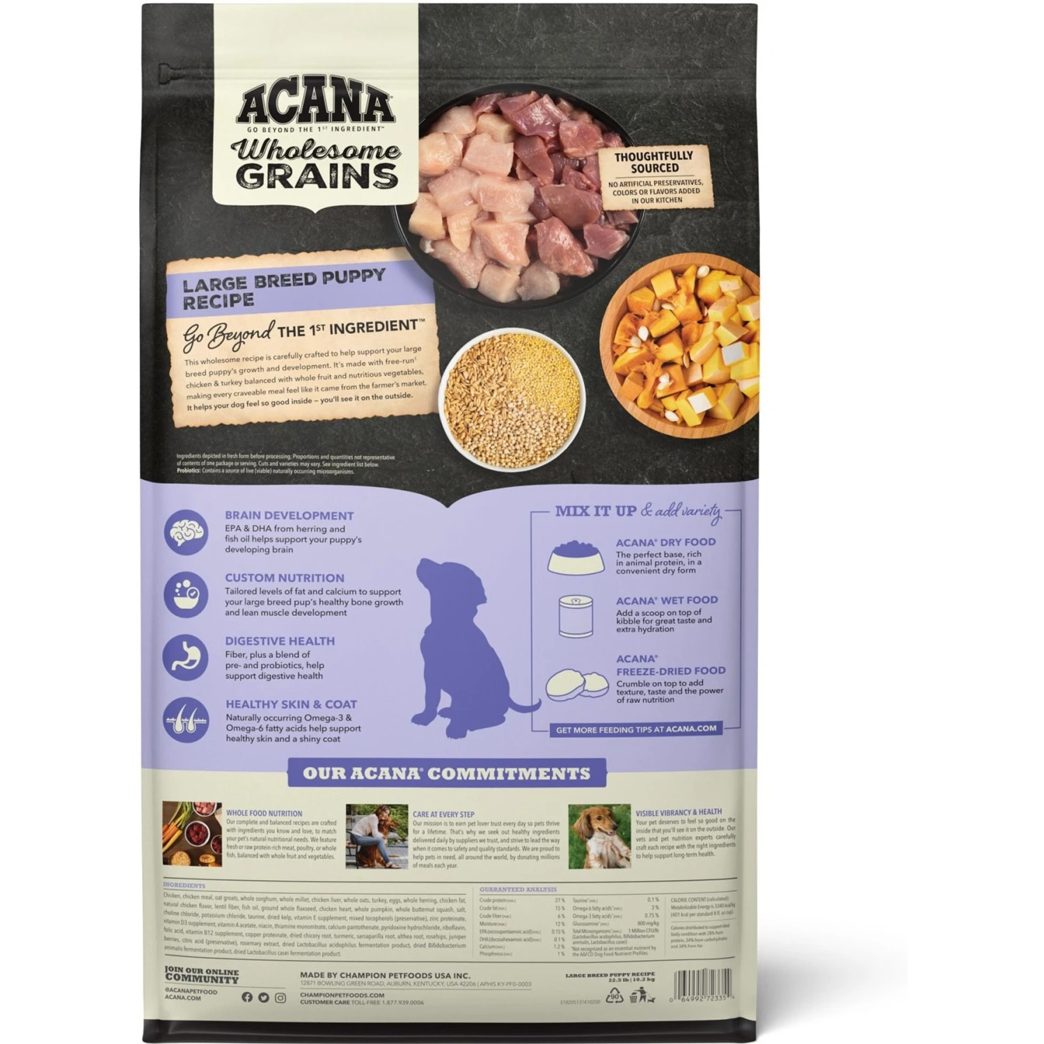 ACANA Wholesome Grains Large Breed Puppy Dry Dog Food, 22.5-lb Bag 4 ACANA Wholesome Grains Large Breed Puppy Dry Dog Food, 22.5-lb Bag - Image 2