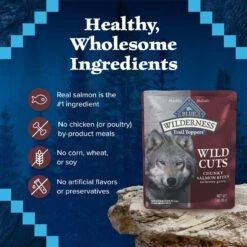 Blue Buffalo Wilderness Trail Toppers Wild Cuts Chunky Salmon Bites In Hearty Gravy Grain-Free Dog Food Topper -Blue Buffalo Shop 84138 PT5. AC SS1800 V1646790096