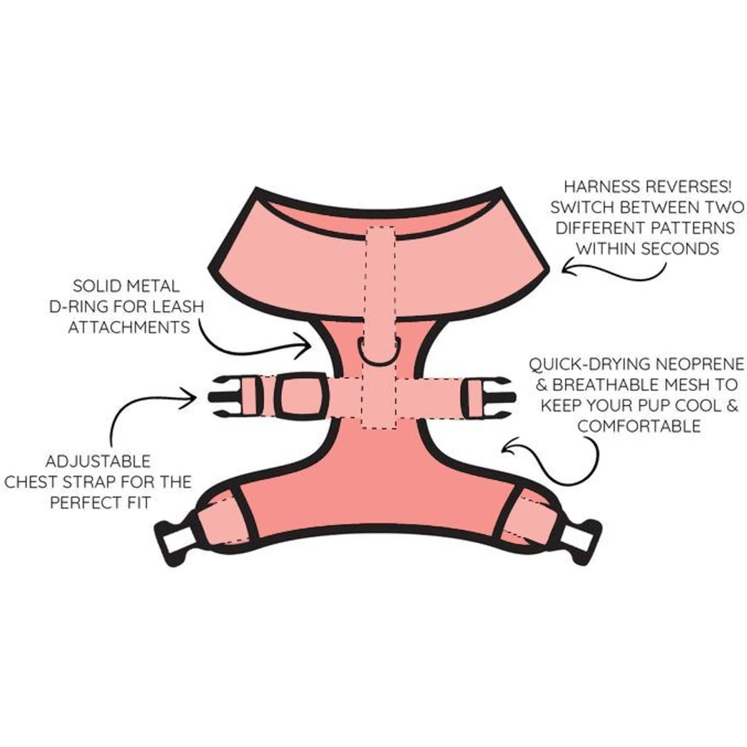 Sassy Woof Reversible Wag Your Teal Dog Harness 6 Sassy Woof Reversible Wag Your Teal Dog Harness - Image 4