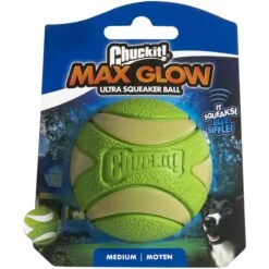 Chuckit! Max Glow Ultra Squeaker Ball Dog Toy, Medium
