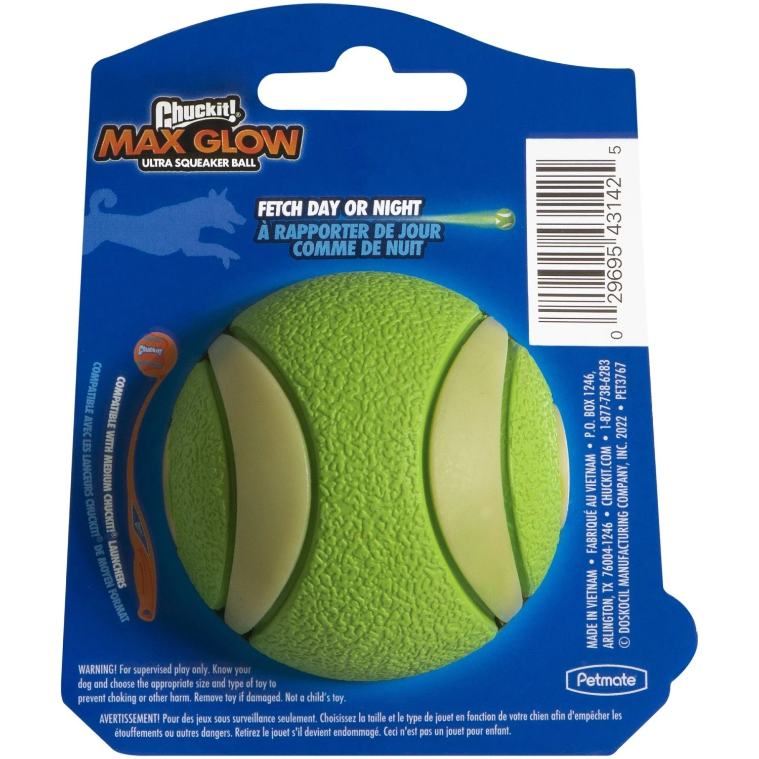 Chuckit! Max Glow Ultra Squeaker Ball Dog Toy, Medium 4 Chuckit! Max Glow Ultra Squeaker Ball Dog Toy, Medium - Image 2