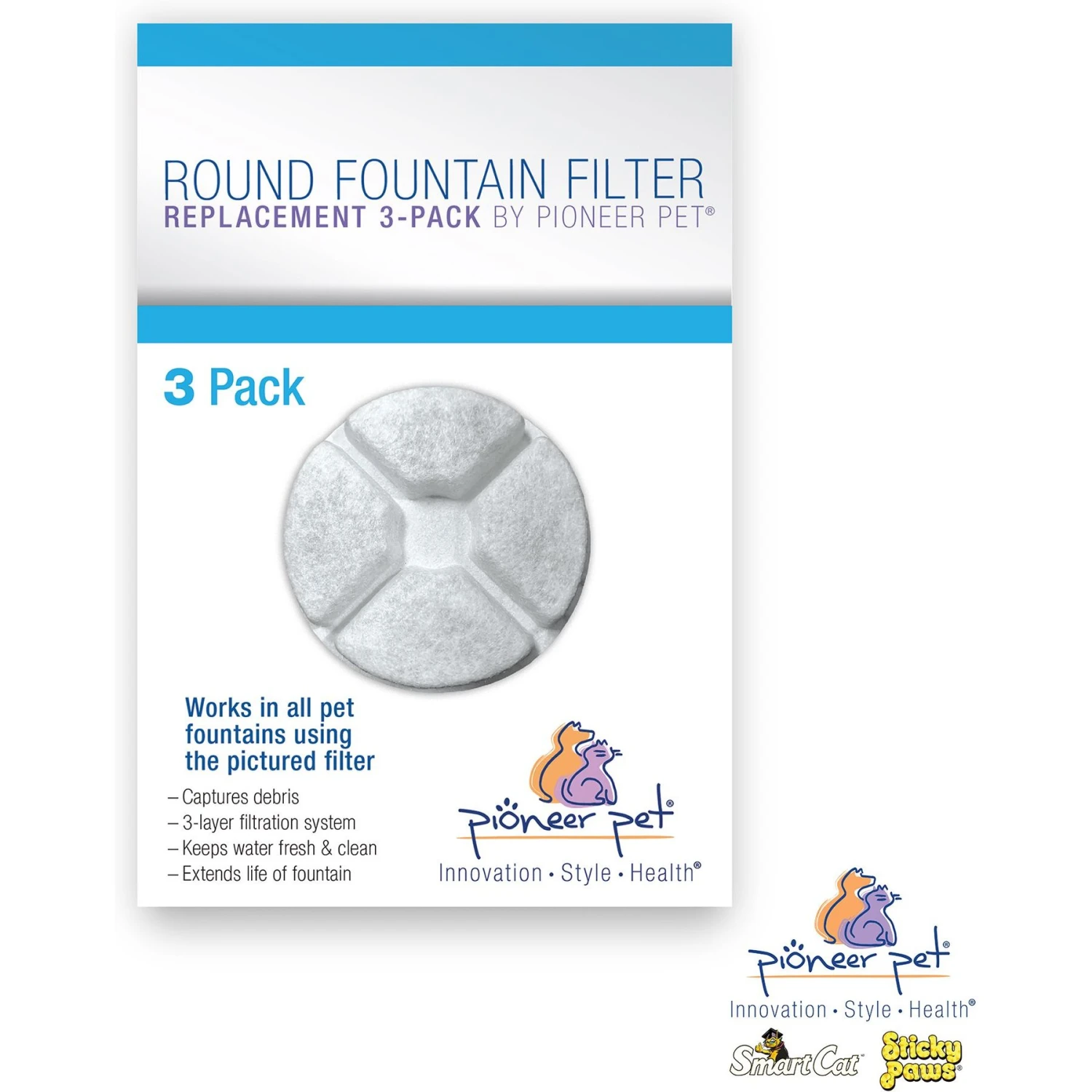 Pioneer Pet Vortex Replacement Dog & Cat Filter, White, Small, 3 Count 3 Pioneer Pet Vortex Replacement Dog & Cat Filter, White, Small, 3 Count