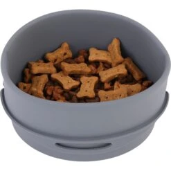 Pounce + Fetch Heavy Duty Silicone Travel Bag Bowl, Gray, 4-cup -Blue Buffalo Shop 883326 PT4. AC SS1800 V1686839367
