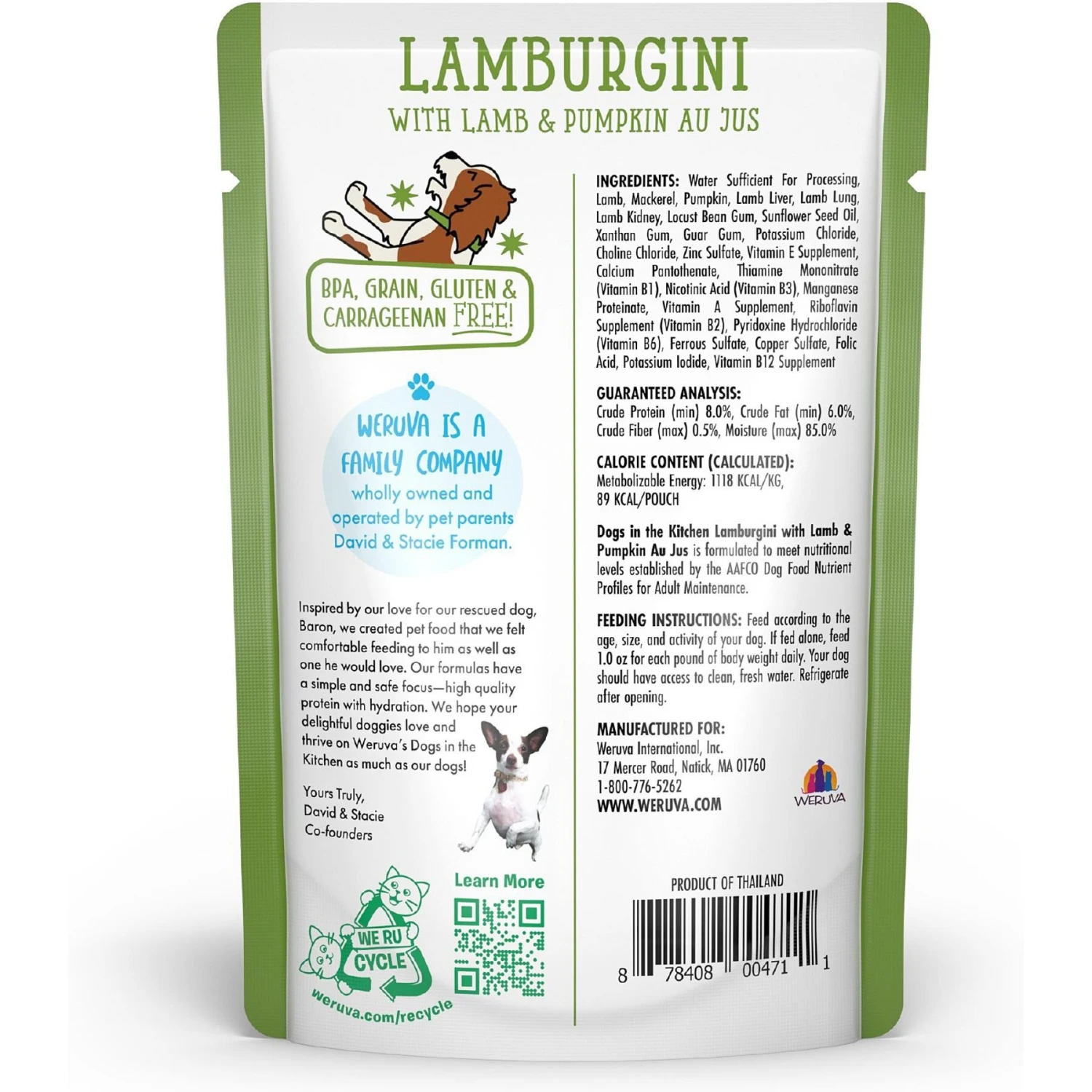 Weruva Dogs In The Kitchen Lamburgini With Lamb & Pumpkin Au Jus Grain-Free Dog Food Pouches 5 Weruva Dogs In The Kitchen Lamburgini With Lamb & Pumpkin Au Jus Grain-Free Dog Food Pouches - Image 3