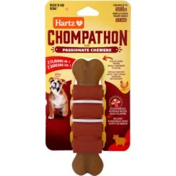 Hartz Chompathon Rock 'N Rib Bone Tough Dog Chew Toy, Brown, Medium