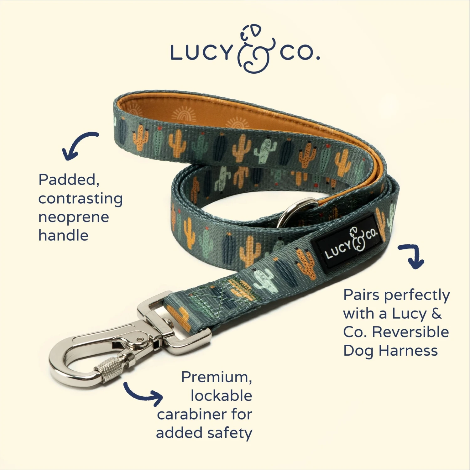 Lucy & Co. The Looking Sharp Polyester Padded Handle Dog Leash, Green 4 Lucy & Co. The Looking Sharp Polyester Padded Handle Dog Leash, Green - Image 2