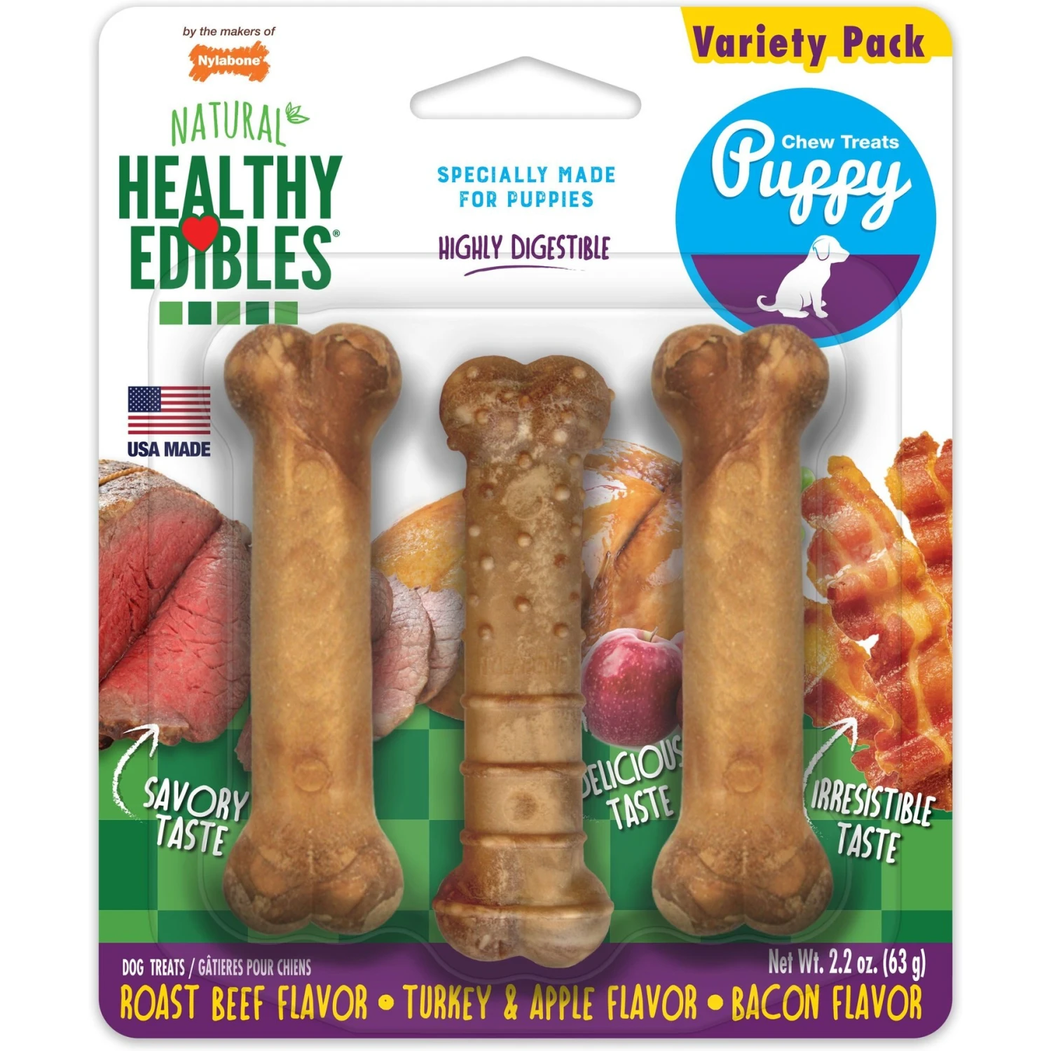 N-Bone Puppy Teething Sticks Chicken Flavor Dog Treats & Nylabone Healthy Edibles Bacon, Roast Beef, & Turkey Puppy Starter Kit Dog Treats 8 N-Bone Puppy Teething Sticks Chicken Flavor Dog Treats & Nylabone Healthy Edibles Bacon, Roast Beef, & Turkey Puppy Starter Kit Dog Treats - Image 6