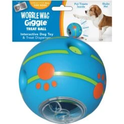 Wobble Wag Giggle Treat Dispensing Squeaky Ball Dog Toy, Blue