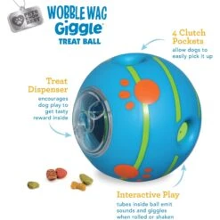 Wobble Wag Giggle Treat Dispensing Squeaky Ball Dog Toy, Blue -Blue Buffalo Shop 939670 PT2. AC SS1800 V1692635423