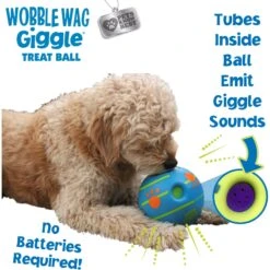 Wobble Wag Giggle Treat Dispensing Squeaky Ball Dog Toy, Blue -Blue Buffalo Shop 939670 PT4. AC SS1800 V1692635420