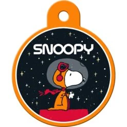 Quick-Tag Peanuts Space Orange Stars Circle Dog ID Tag