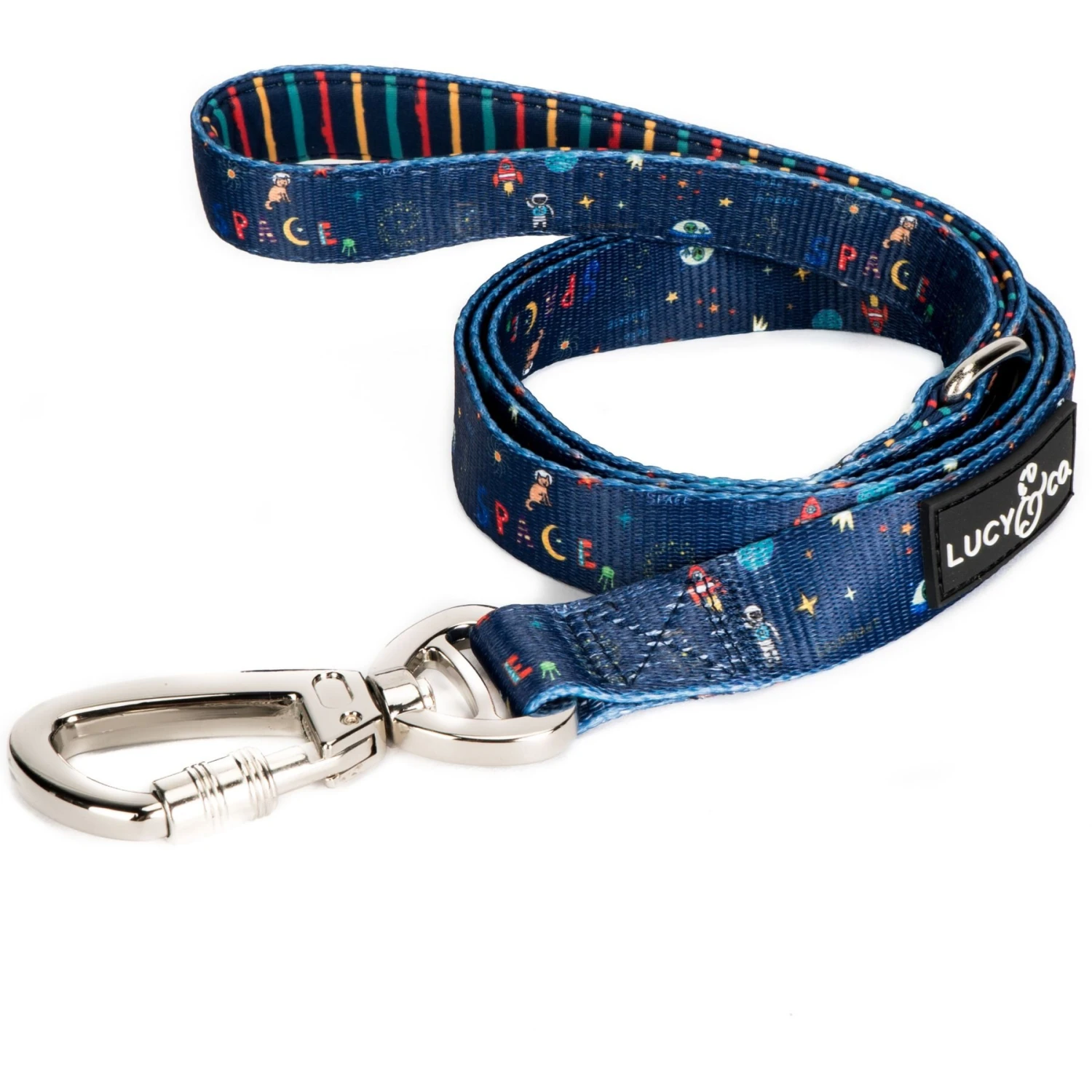Lucy & Co. The Space Doodle Dog Leash, Navy: Small, 5-ft Long, 3/5-in Wide 3 Lucy & Co. The Space Doodle Dog Leash, Navy: Small, 5-ft Long, 3/5-in Wide