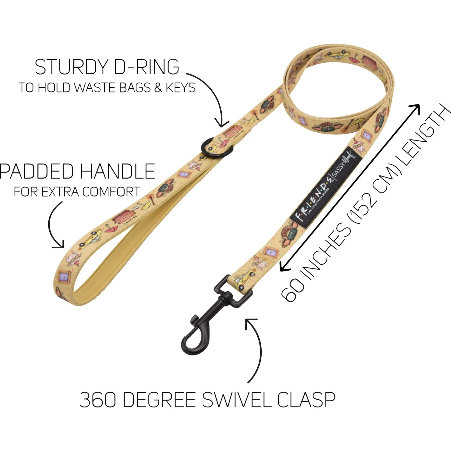 Sassy Woof Friends Dog Leash, 5-ft Long, 4/5-in Wide 5 Sassy Woof Friends Dog Leash, 5-ft Long, 4/5-in Wide - Image 3