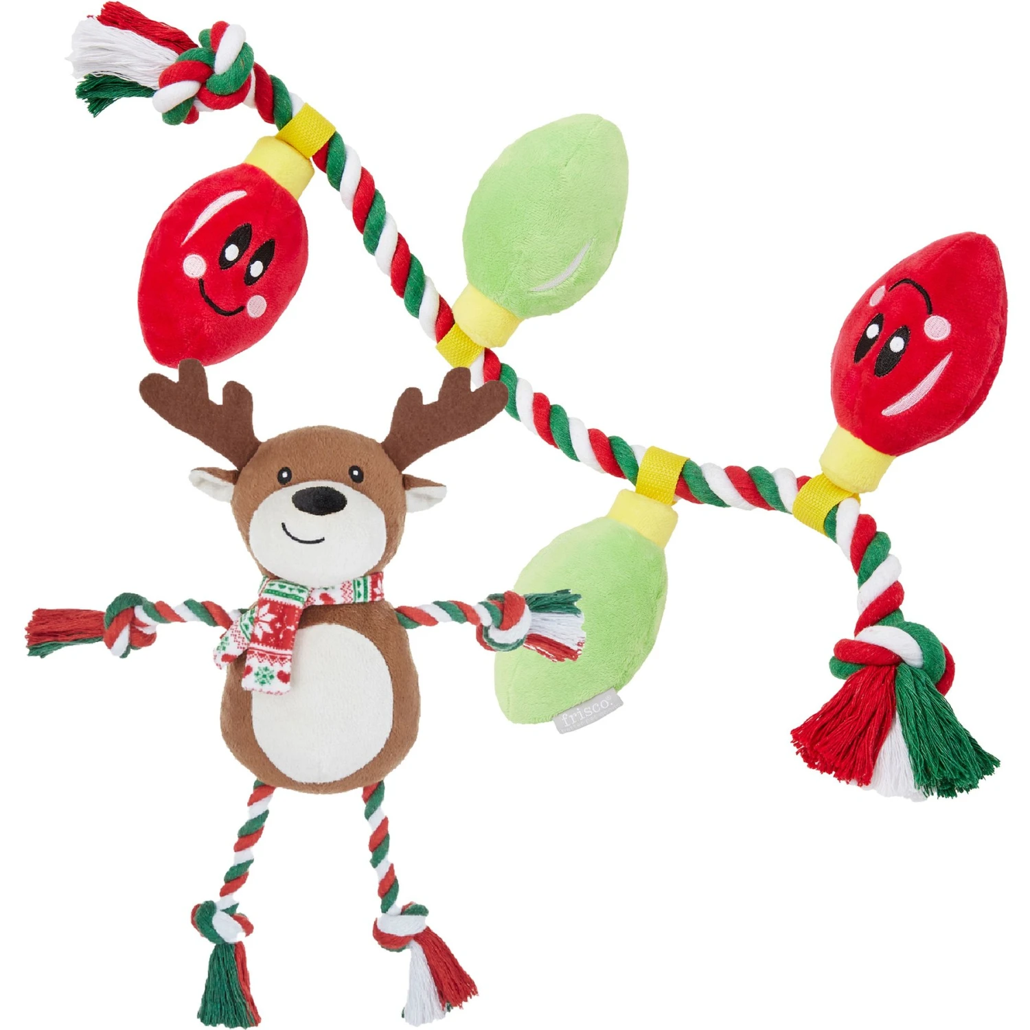 Frisco Holiday Reindeer Plush With Rope Squeaky Dog Toy & Frisco Holiday Lights Plush With Rope Squeaky Dog Toy 3 Frisco Holiday Reindeer Plush With Rope Squeaky Dog Toy & Frisco Holiday Lights Plush With Rope Squeaky Dog Toy
