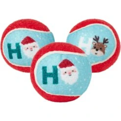 Frisco Holiday Ho Ho Ho Fetch Squeaky Tennis Ball Dog Toy & Frisco Holiday Arctic Friends Stuffing-Free Skinny Plush Squeaky Dog Toy -Blue Buffalo Shop 986310 PT1. AC SS1800 V1698258464