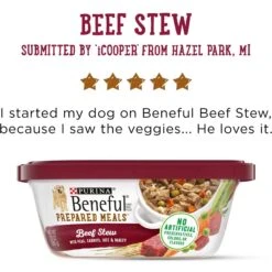 Purina Beneful Prepared Meals Beef Stew With Peas, Carrots, Rice & Barley Wet Dog Food -Blue Buffalo Shop 100166 PT6. AC SS1800 V1700156543