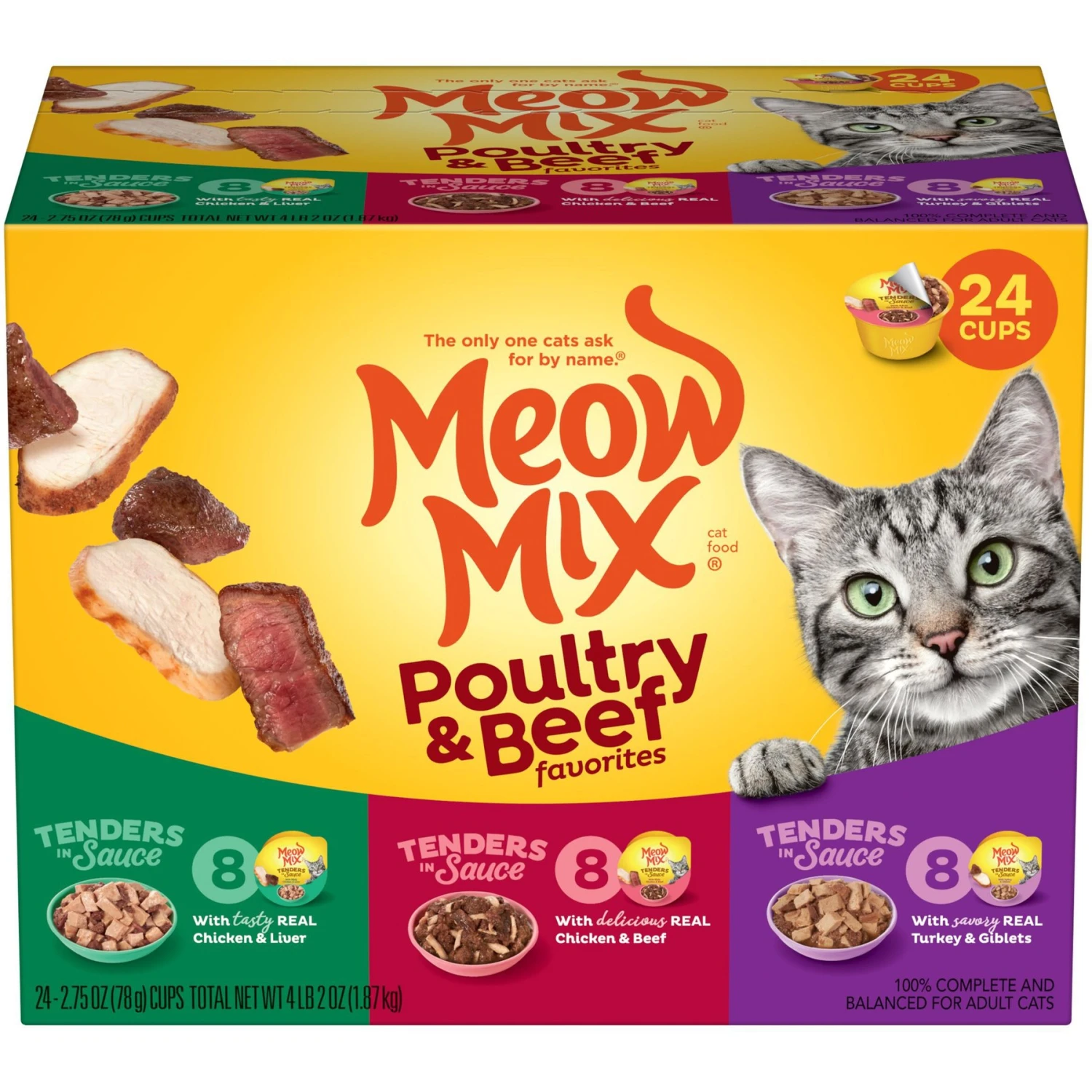 Meow Mix Tender Favorites Poultry & Beef Cat Food Trays Variety Pack 3 Meow Mix Tender Favorites Poultry & Beef Cat Food Trays Variety Pack