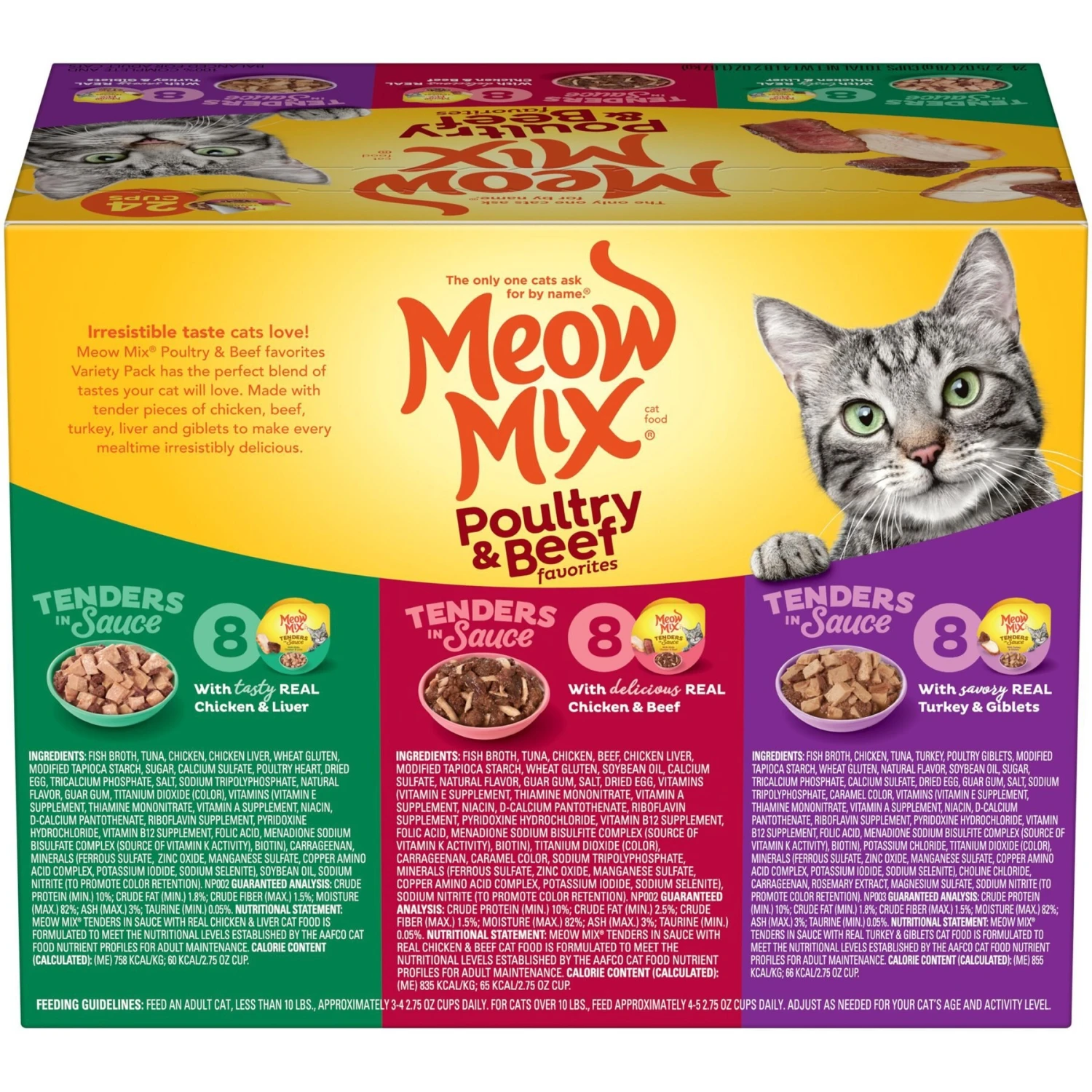 Meow Mix Tender Favorites Poultry & Beef Cat Food Trays Variety Pack 4 Meow Mix Tender Favorites Poultry & Beef Cat Food Trays Variety Pack - Image 2