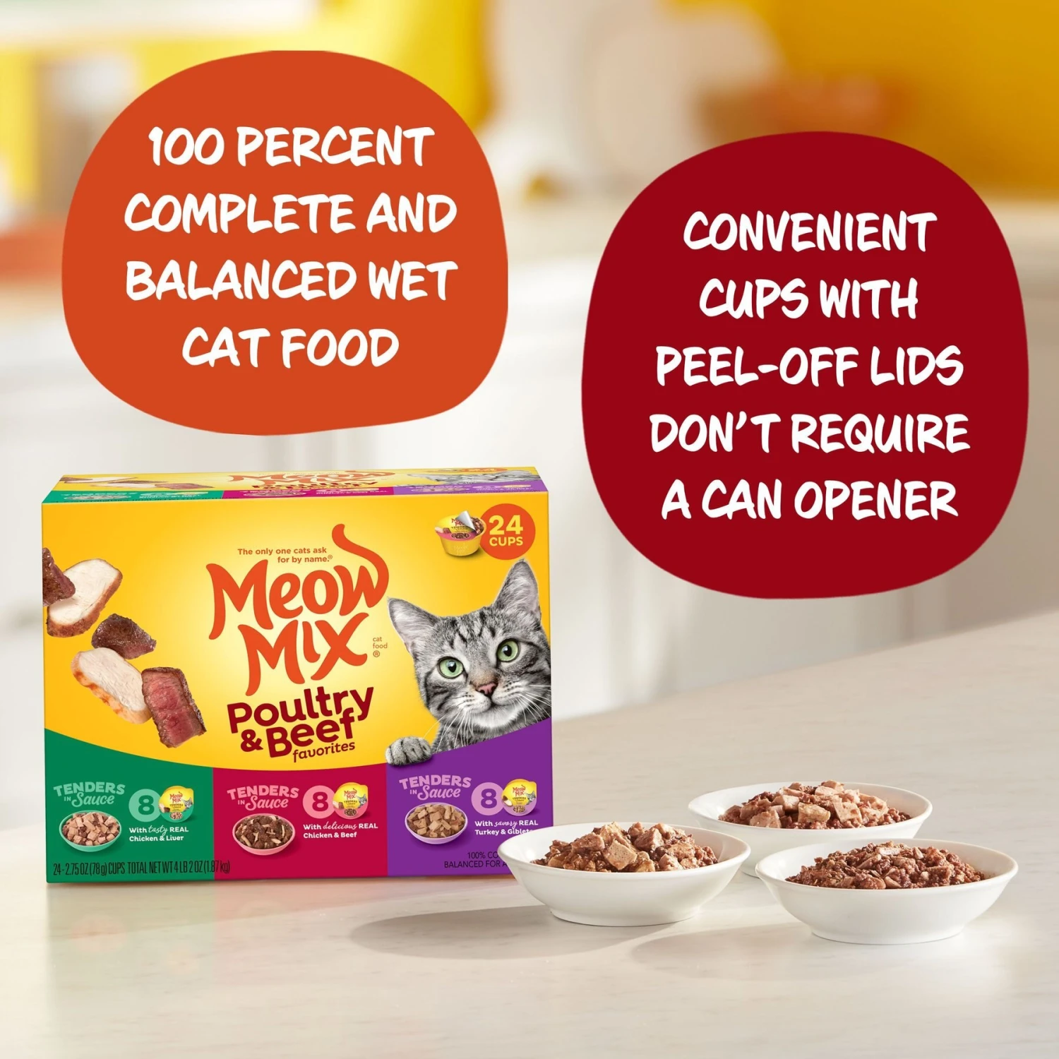 Meow Mix Tender Favorites Poultry & Beef Cat Food Trays Variety Pack 6 Meow Mix Tender Favorites Poultry & Beef Cat Food Trays Variety Pack - Image 4