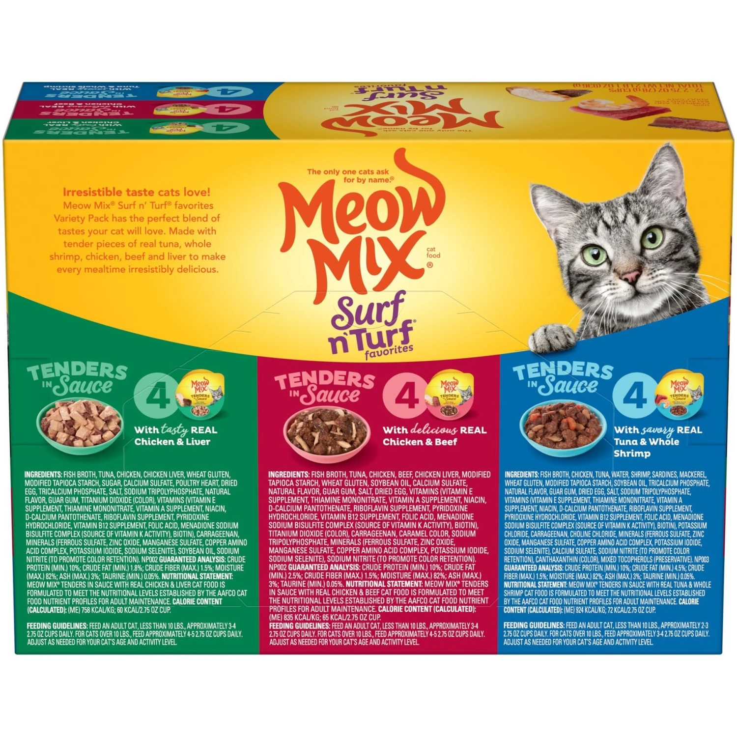 Meow Mix Tender Favorites Surf 'N Turf Variety Pack Cat Food Trays 4 Meow Mix Tender Favorites Surf 'N Turf Variety Pack Cat Food Trays - Image 2