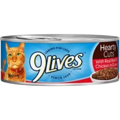 9 Lives Hearty Cuts With Real Beef & Chicken In Gravy Canned Cat Food