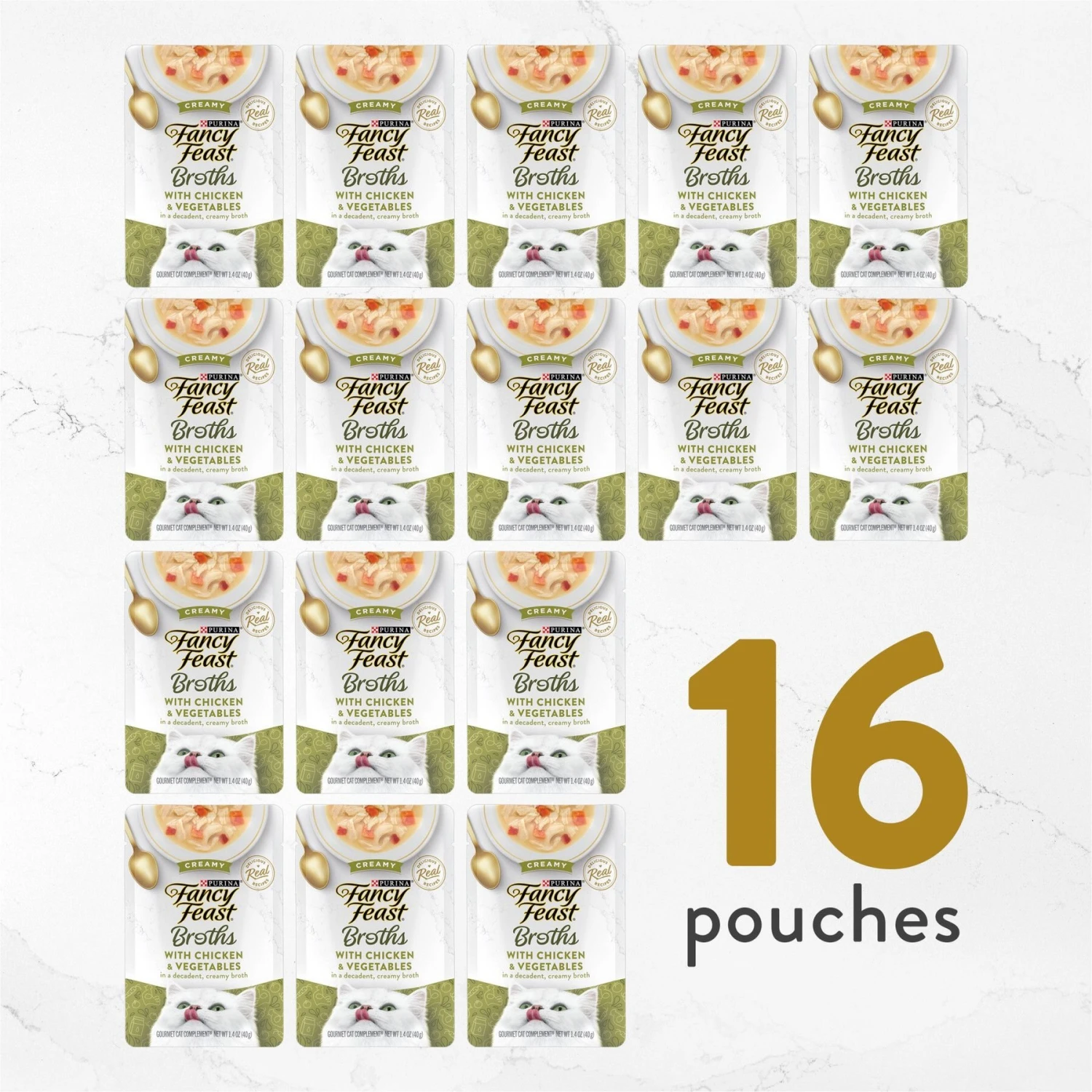 Fancy Feast Creamy Broths With Chicken & Vegetables Supplemental Wet Cat Food Pouches 4 Fancy Feast Creamy Broths With Chicken & Vegetables Supplemental Wet Cat Food Pouches - Image 2