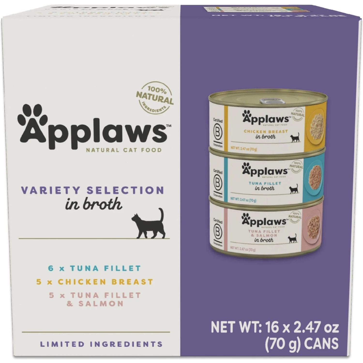 Applaws Variety Selection In Broth Variety Pack Grain-Free Wet Cat Food 3 Applaws Variety Selection In Broth Variety Pack Grain-Free Wet Cat Food
