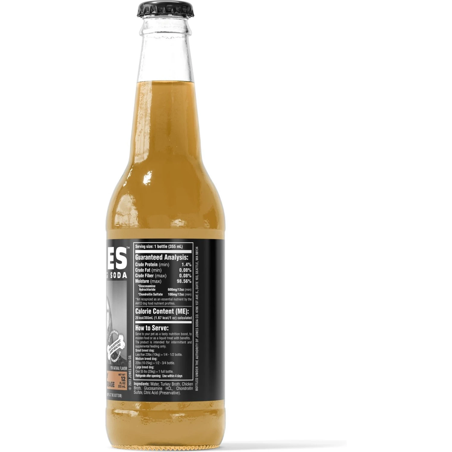 JONES Craft Soda For Dogs Turkey & Gravy Fortified With Glucosamine & Chondroitin Wet Dog Food Topper, 12-oz Bottle, 4 Count 4 JONES Craft Soda For Dogs Turkey & Gravy Fortified With Glucosamine & Chondroitin Wet Dog Food Topper, 12-oz Bottle, 4 Count - Image 2