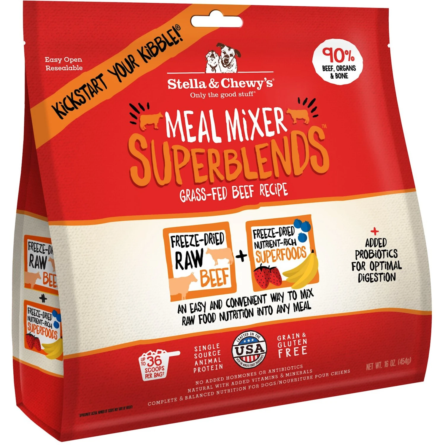 Stella & Chewy's SuperBlends Grass-Fed Beef Recipe Meal Mixers Freeze-Dried Raw Dog Food 3 Stella & Chewy's SuperBlends Grass-Fed Beef Recipe Meal Mixers Freeze-Dried Raw Dog Food