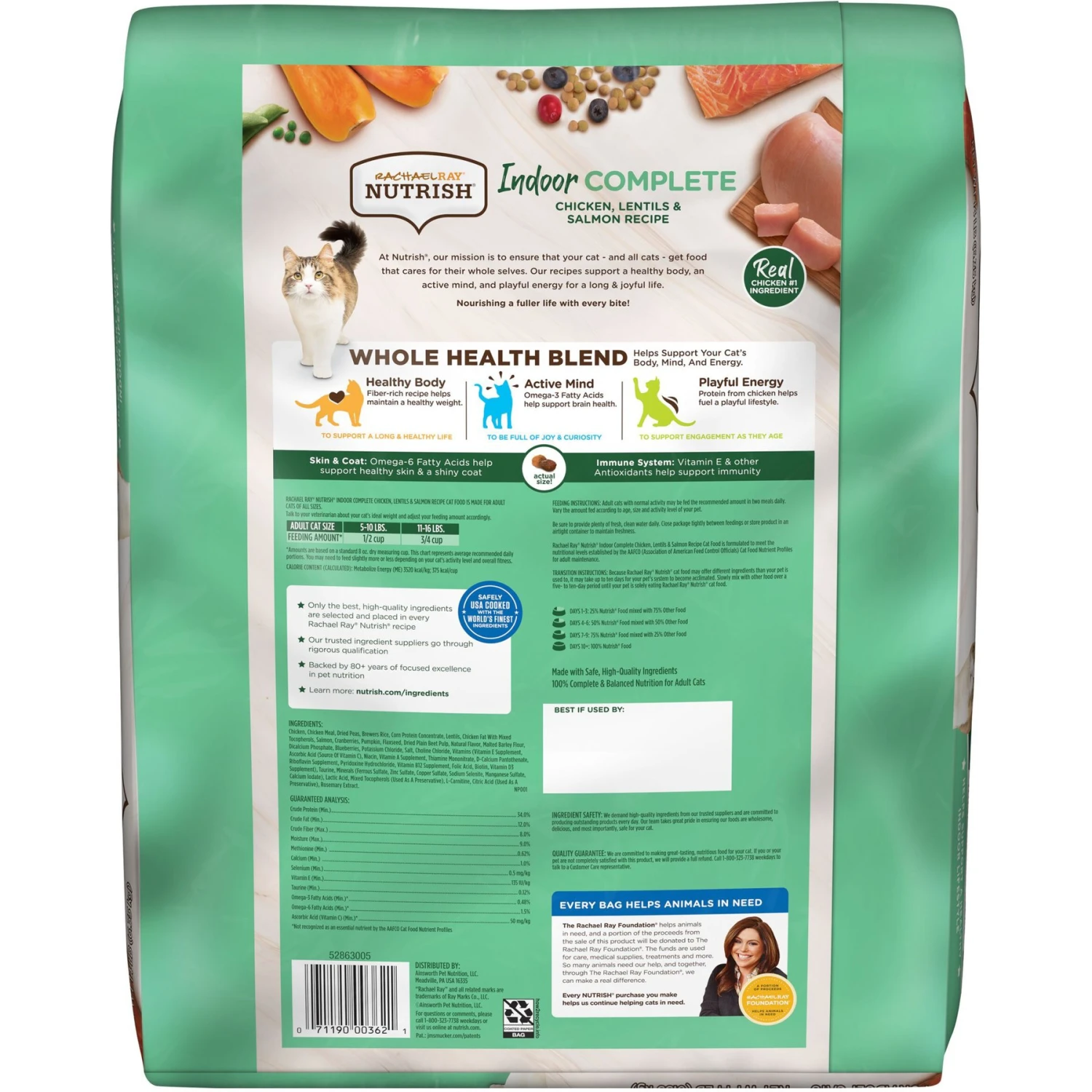 Rachael Ray Nutrish Indoor Complete Chicken With Lentils & Salmon Recipe Natural Dry Cat Food 5 Rachael Ray Nutrish Indoor Complete Chicken With Lentils & Salmon Recipe Natural Dry Cat Food - Image 3
