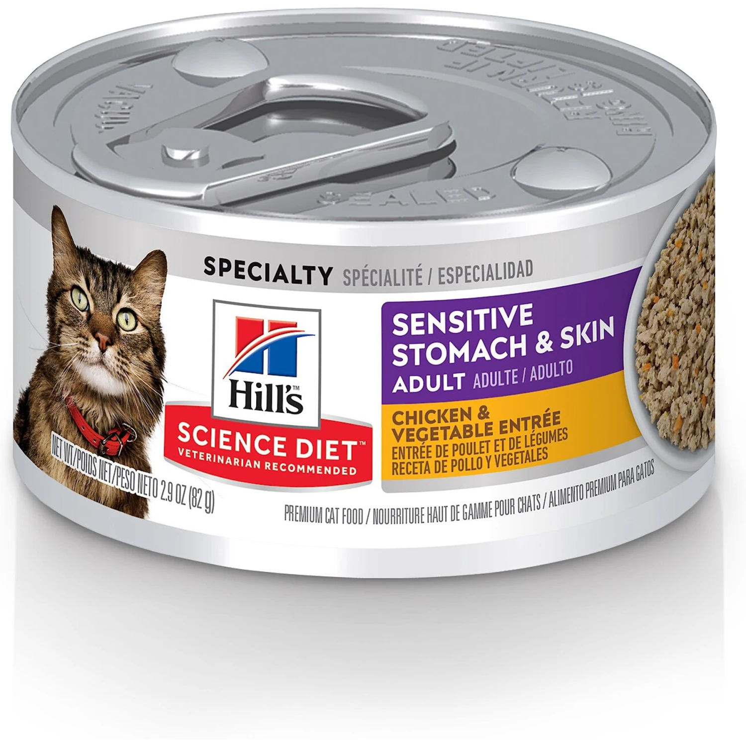 Hill's Science Diet Adult Sensitive Stomach & Skin Chicken & Vegetable Entrée Canned Cat Food 3 Hill's Science Diet Adult Sensitive Stomach & Skin Chicken & Vegetable Entrée Canned Cat Food