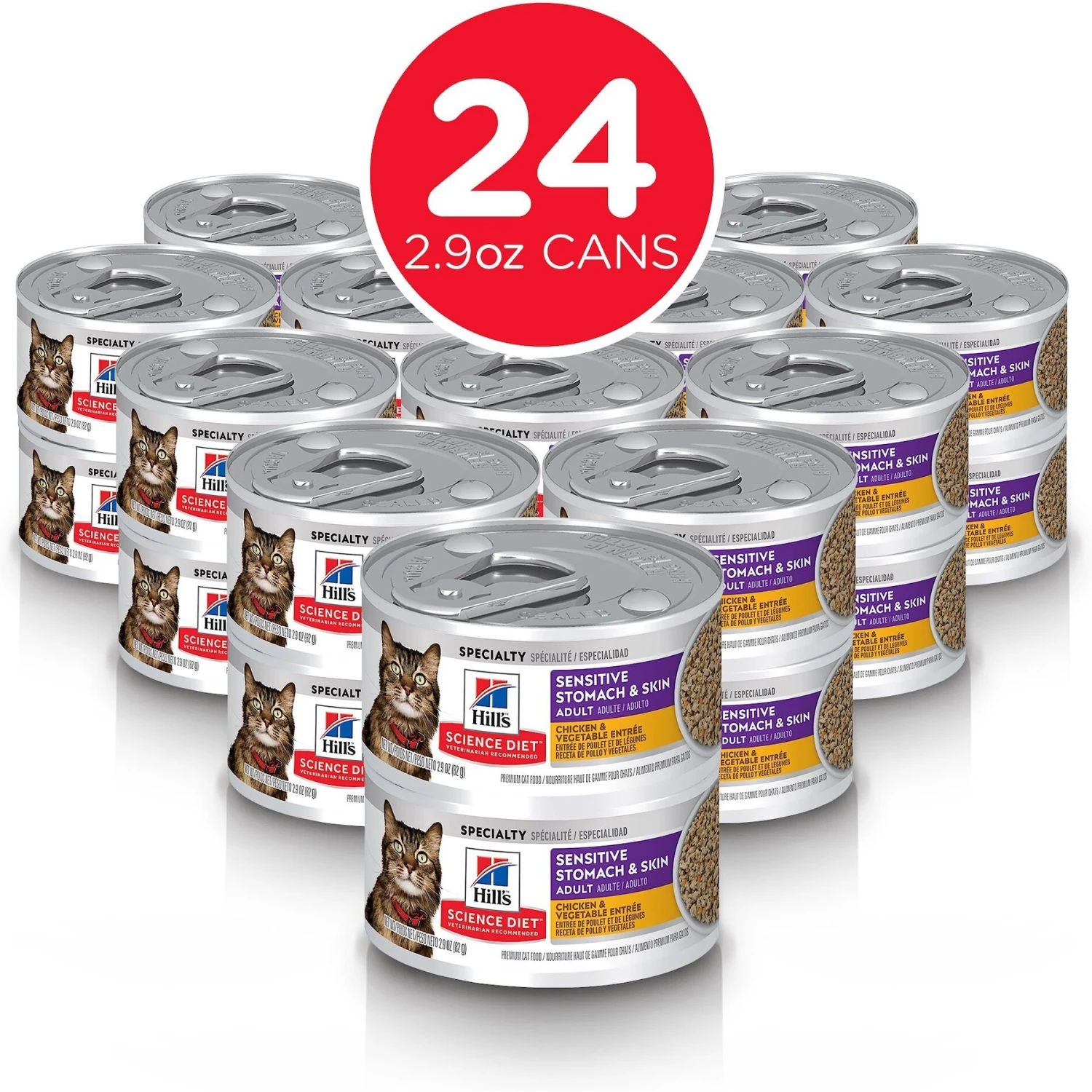 Hill's Science Diet Adult Sensitive Stomach & Skin Chicken & Vegetable Entrée Canned Cat Food 4 Hill's Science Diet Adult Sensitive Stomach & Skin Chicken & Vegetable Entrée Canned Cat Food - Image 2