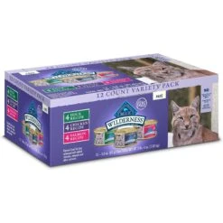 Blue Buffalo Wilderness Pate Variety Pack Duck, Chicken & Salmon Grain-Free Cat Canned Food