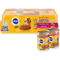 Pedigree Chopped Ground Dinner Filet Mignon Flavor & Beef Adult Canned Wet Dog Food Variety Pack