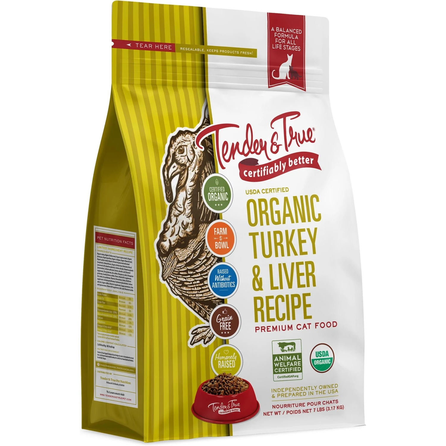 Tender & True Organic Turkey & Liver Recipe Grain- Free Dry Cat Food 3 Tender & True Organic Turkey & Liver Recipe Grain- Free Dry Cat Food