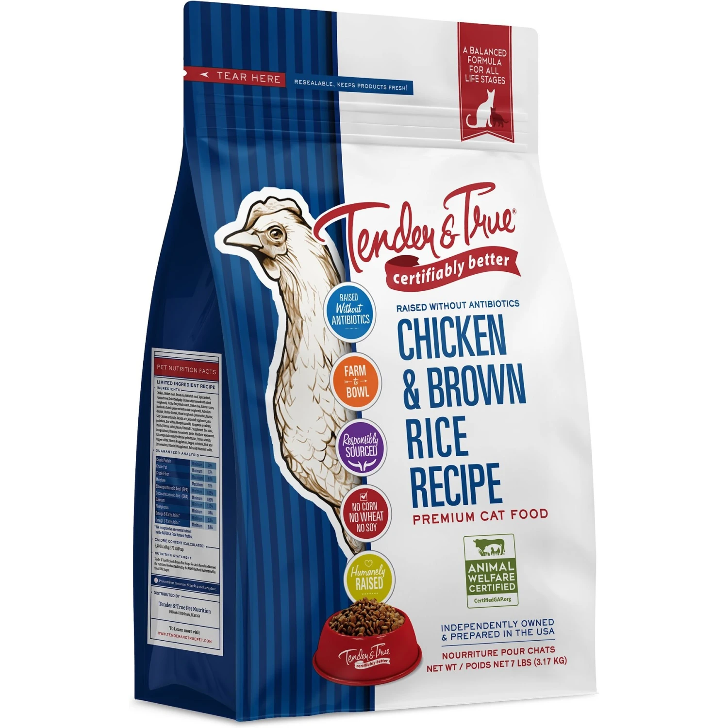 Tender & True Chicken & Brown Rice Recipe Dry Cat Food 3 Tender & True Chicken & Brown Rice Recipe Dry Cat Food