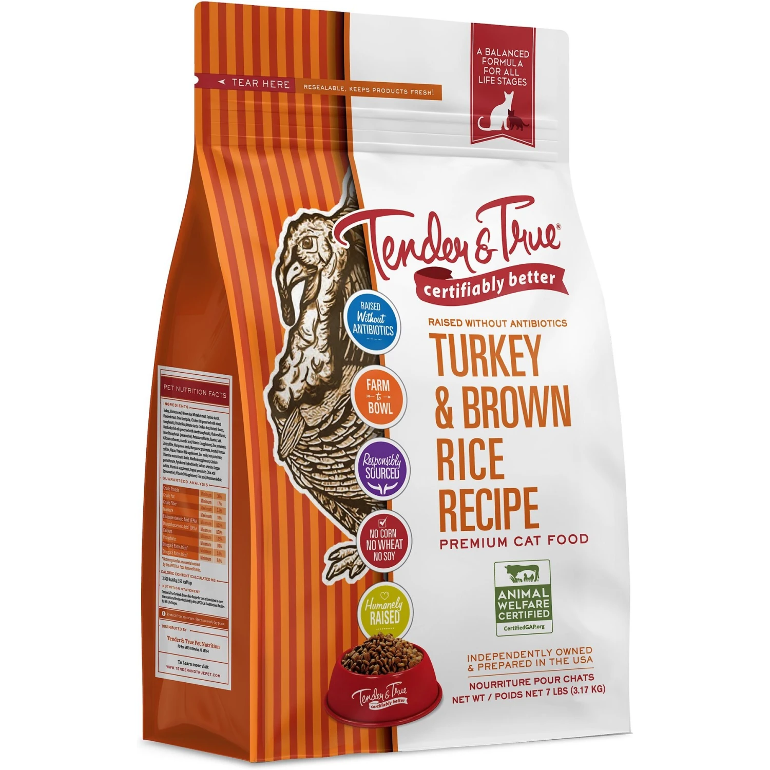 Tender & True Turkey & Brown Rice Recipe Dry Cat Food 3 Tender & True Turkey & Brown Rice Recipe Dry Cat Food