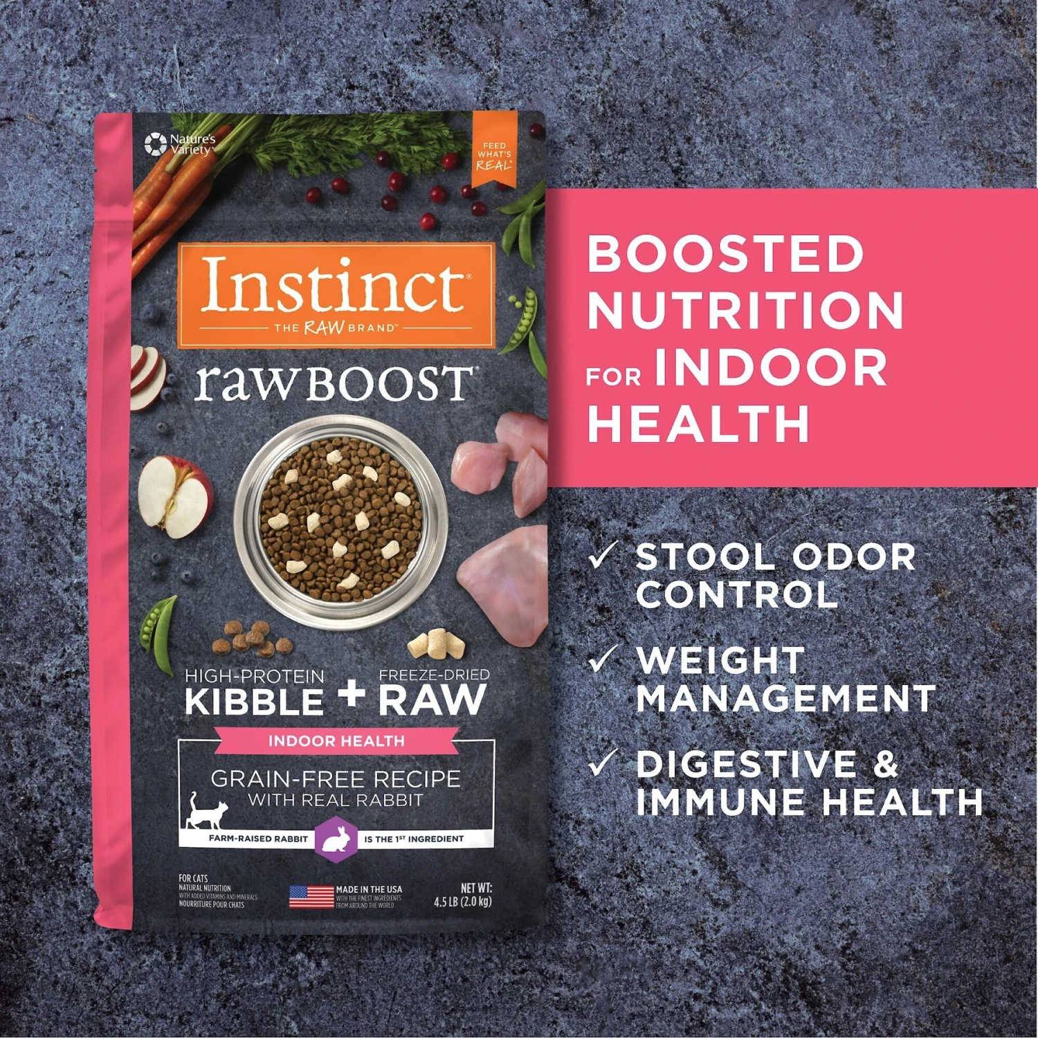 Instinct Raw Boost Indoor Grain-Free Recipe With Real Rabbit & Freeze-Dried Raw Coated Pieces Dry Cat Food 8 Instinct Raw Boost Indoor Grain-Free Recipe With Real Rabbit & Freeze-Dried Raw Coated Pieces Dry Cat Food - Image 6