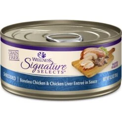 Wellness CORE Signature Selects Shredded Boneless Chicken & Chicken Liver Entree In Sauce Grain-Free Natural Canned Cat Food