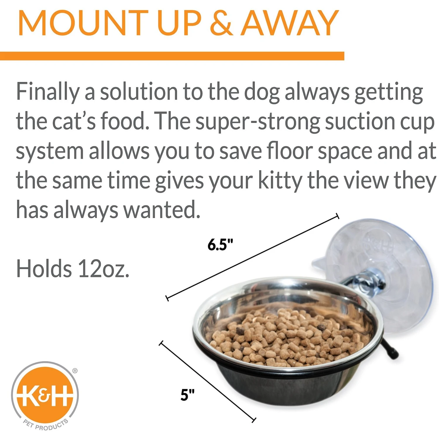 K&H Pet Products EZ Mount Up & Away Kitty Single Diner Stainless Steel Cat Bowl, 1.5-cup 4 K&H Pet Products EZ Mount Up & Away Kitty Single Diner Stainless Steel Cat Bowl, 1.5-cup - Image 2