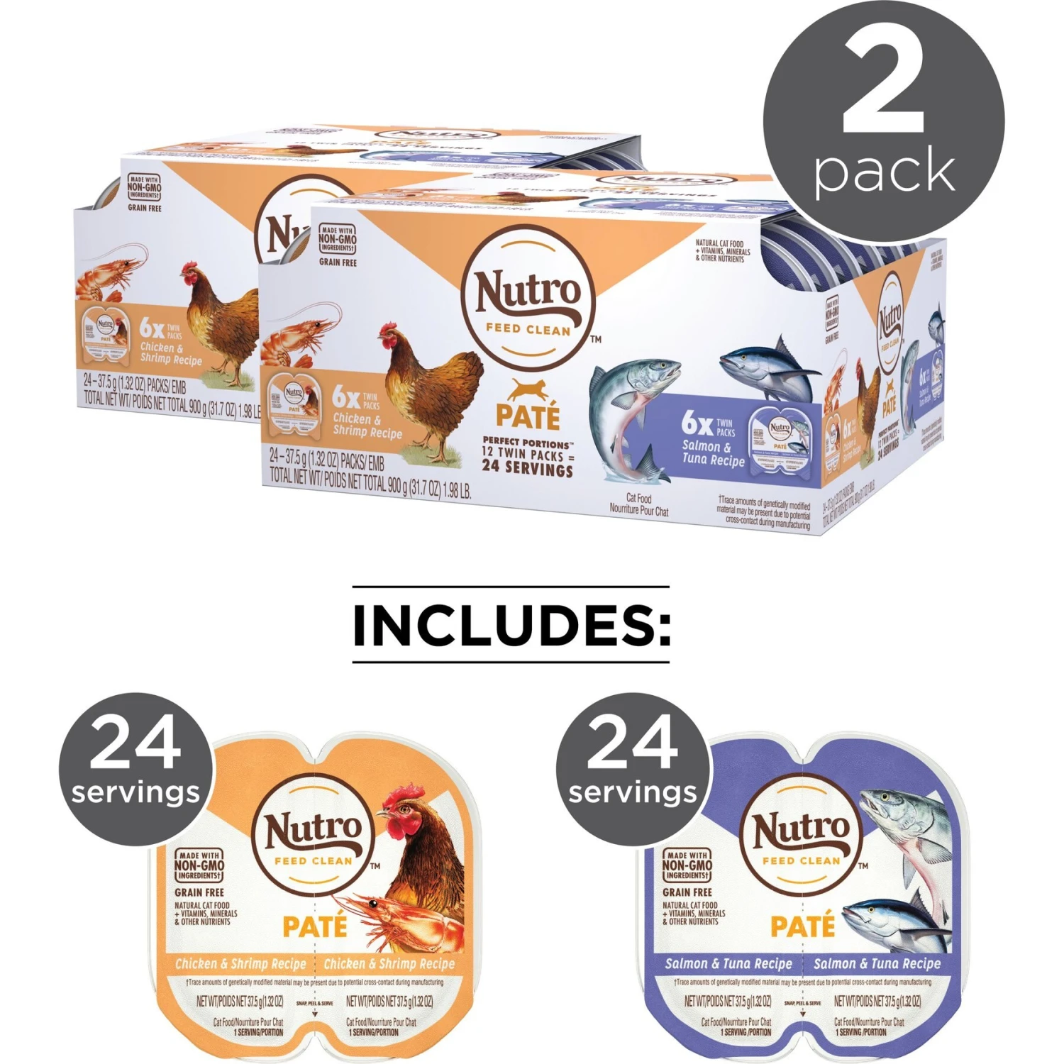 Nutro Perfect Portions Grain-Free Real Salmon & Tuna, Real Chicken & Shrimp Recipe Pate Variety Pack Adult Wet Cat Food Trays 6 Nutro Perfect Portions Grain-Free Real Salmon & Tuna, Real Chicken & Shrimp Recipe Pate Variety Pack Adult Wet Cat Food Trays - Image 4
