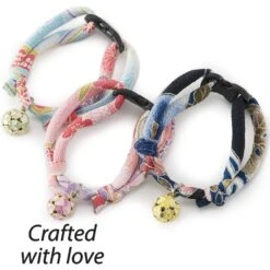 Necoichi Chirimen Clover Breakaway Cat Collar With Bell -Blue Buffalo Shop 137007 PT5. AC SS1800 V1688753310
